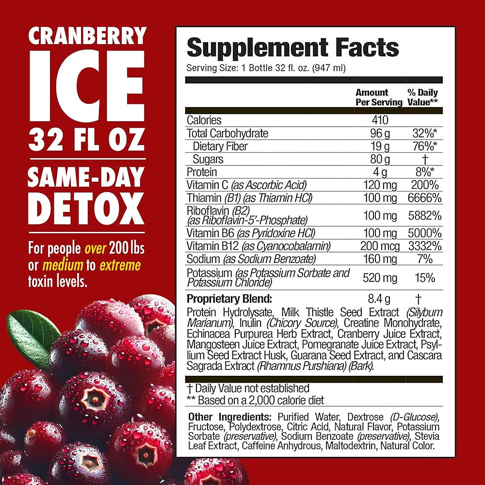 Rescue Detox ICE 32oz - Super Fruit Cleanse for Over 200lbs & High Toxin Levels