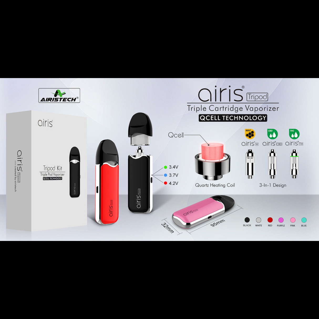 Airistech Tripod 3 in 1 Vape Kit For CBD/Wax/Thick Oil