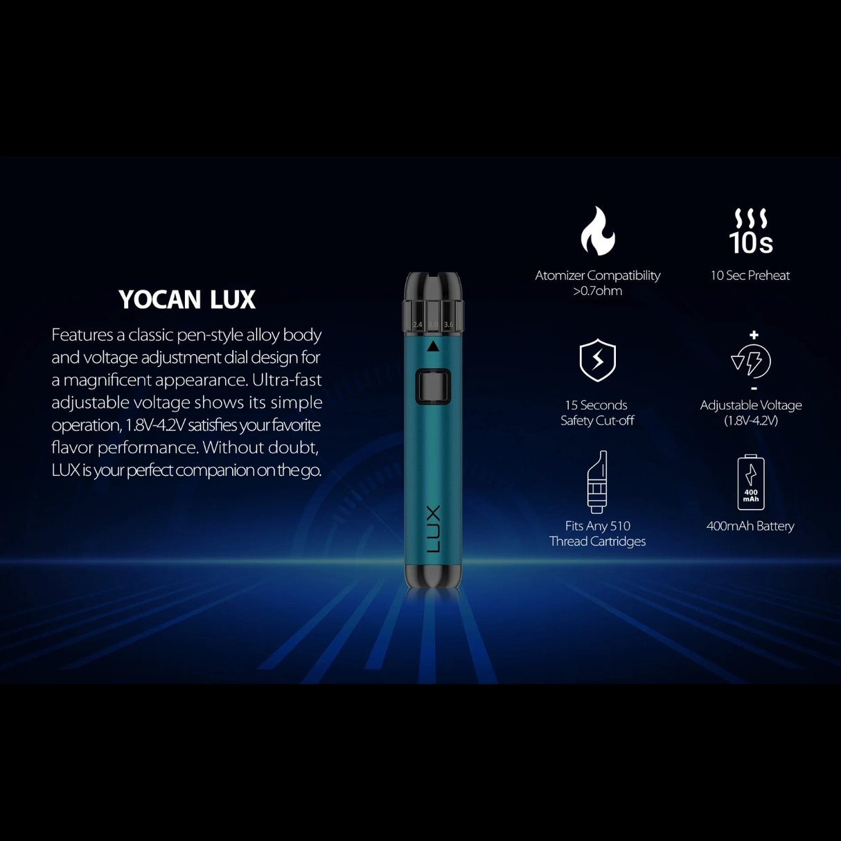 Yocan LUX 510 Threaded Vape Pen Battery