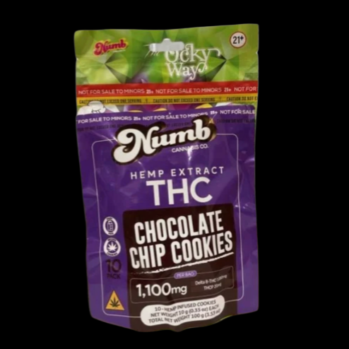 Numb Hemp Extract THC Chocolate Chip Cookies 1,100mg 10 Pack