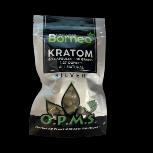 O.P.M.S Super Green Borneo Kratom Capsules 60 Count 36g