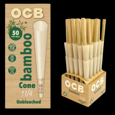 OCB Unbleached Bamboo Cones 1 1/4 Size (50 Per Box)