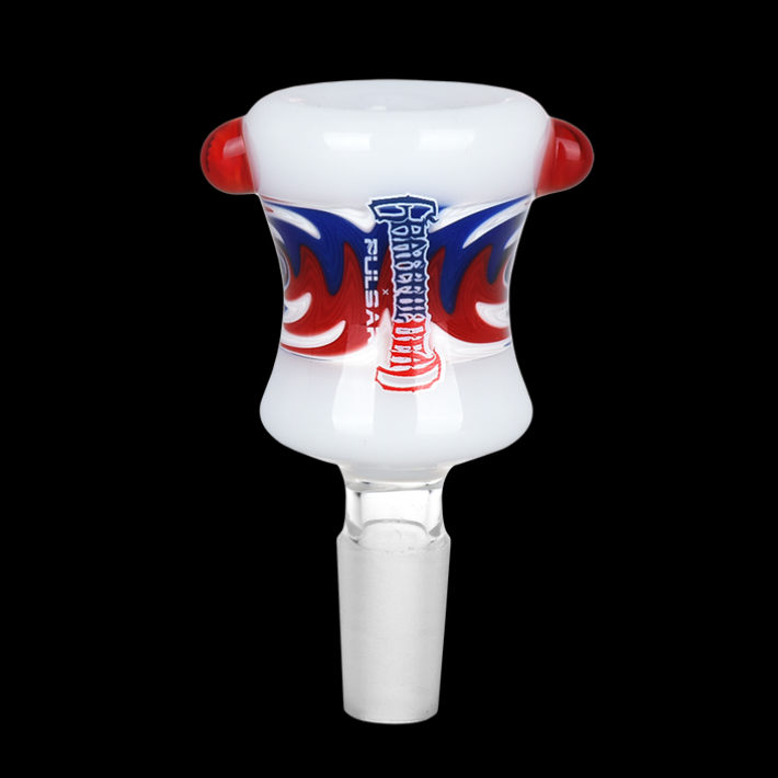 Pulsar x Grateful Dead 14mm Bolt Red White Blue Wig Wag Herb Slide