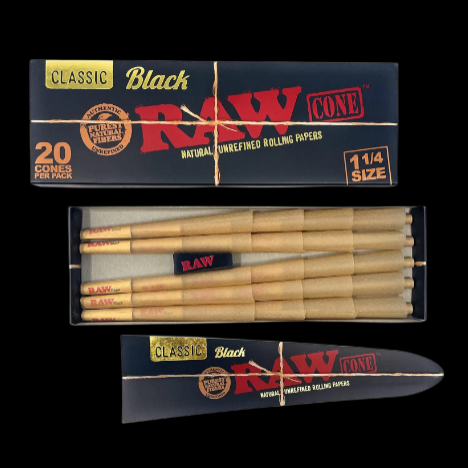 RAW Classic Black Cones (20 Pack)