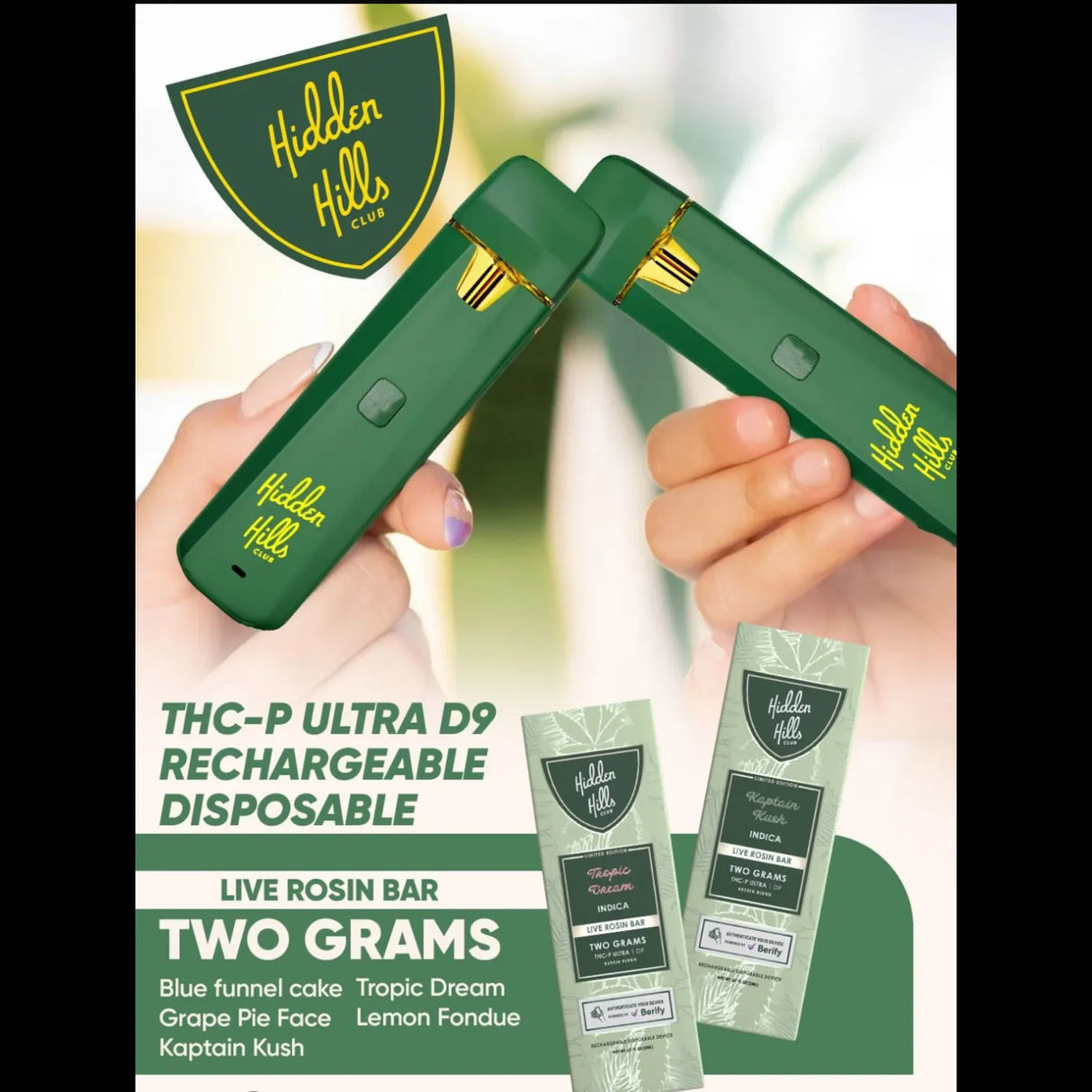 Hidden Hills Bussin Blend Disposable 2G Live Rosin Bar