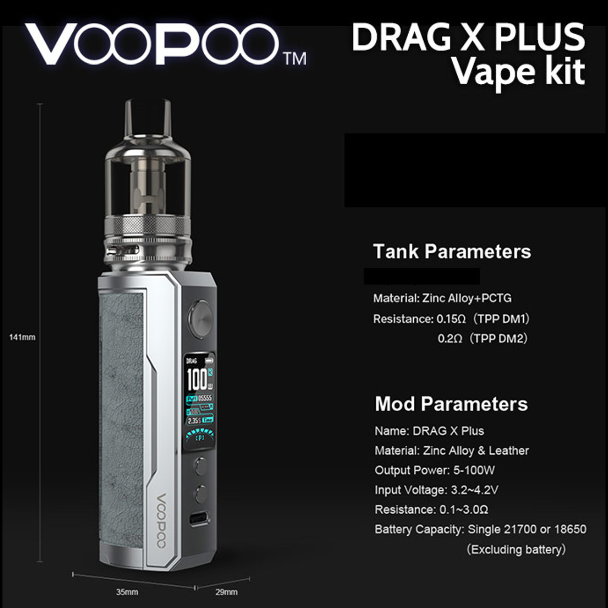 Voopoo Drag X Plus 100W Pod Mod Kit