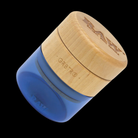 RAW Wood GR8TR Natural Wood Grinder with Blue Glass Jar