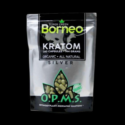 O.P.M.S Super Green Borneo Kratom Capsules 240 Count 144g