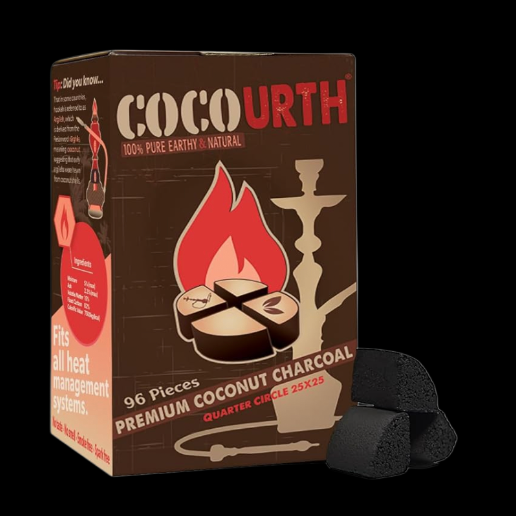CocoUrth Quarter Circles Coconut Hookah Charcoals 96 pcs