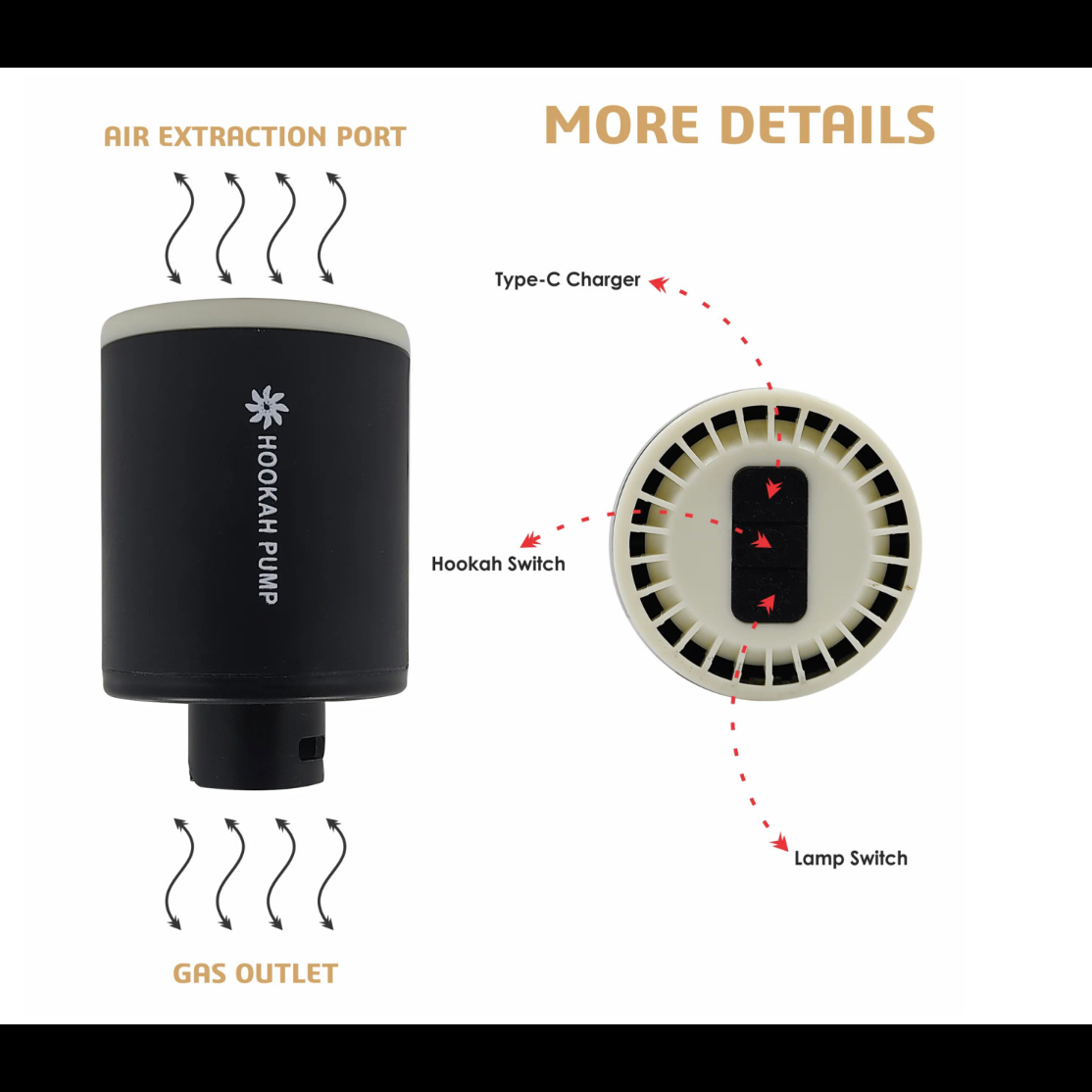 Tobey Hookah Pump/Starter with LED Light - Rechargeable