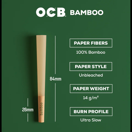 OCB Unbleached Bamboo Cones 1 1/4 Size (50 Per Box)