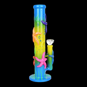 Catch A Rising Starfish Glow In The Dark Straight Tube Bong - 13.75"