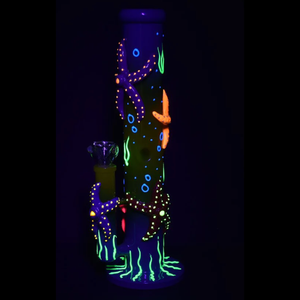Catch A Rising Starfish Glow In The Dark Straight Tube Bong - 13.75"