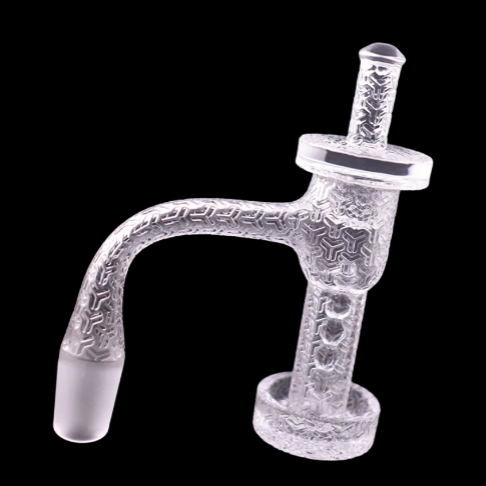 Frosted Quartz Banger 14mm Male W Carb Cap & Terp Pillar