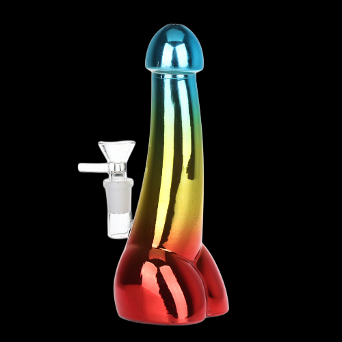 Penis Electroplated Glass Water Pipe  8" | 14mm F